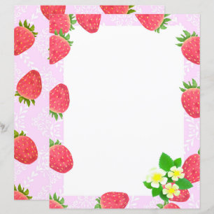 Strawberry Blank Pink Stationery Paper