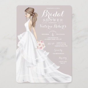 Strawberry Blonde Bride Wedding Gown Brautparty Einladung