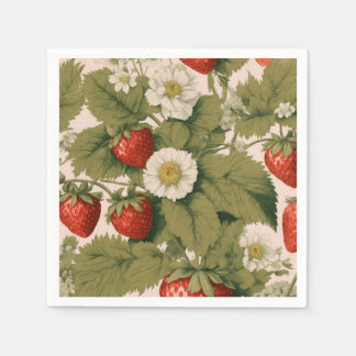 Strawberry Blossom: Blumendruckpapier Napkin Serviette