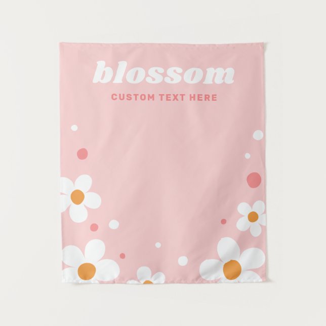 Strawberry blossom retro font pink banner wandteppich (Vorderseite)