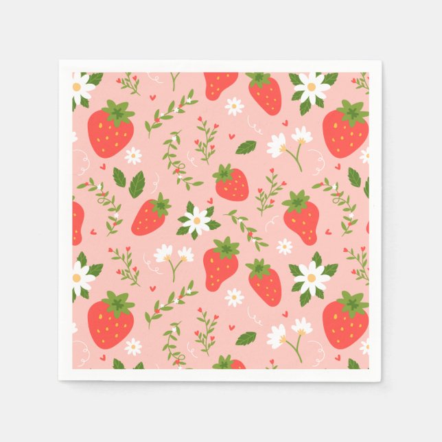 Strawberry Blossom Serviette (Vorderseite)