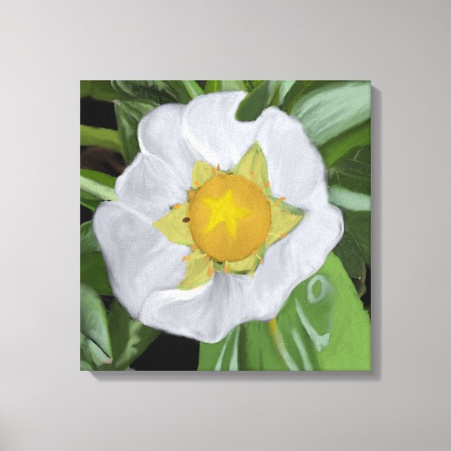 Strawberry Blossom Stretched Canvas Print Leinwanddruck (Vorderseite)