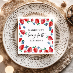 Strawberry Blueberry Berry First Girl 1. Geburtsta Serviette