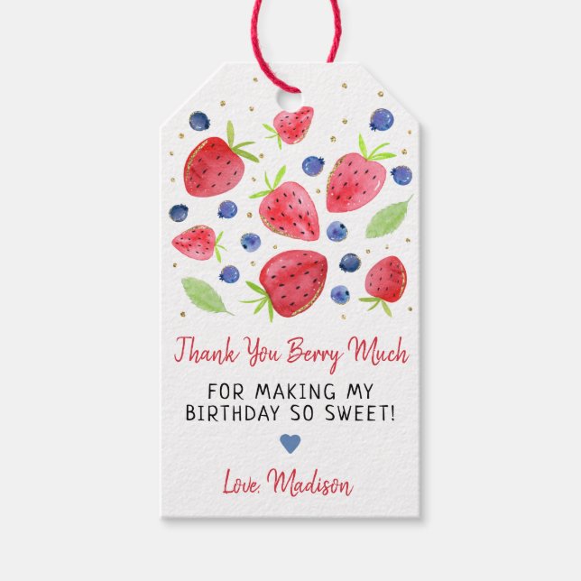 Strawberry Blueberry Berry Sweet Birthday Geschenkanhänger (Vorderseite)