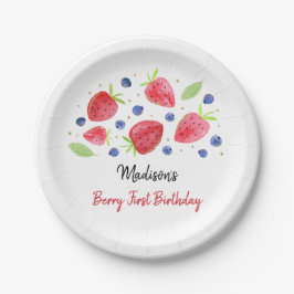 Strawberry Blueberry Berry Sweet Birthday Pappteller