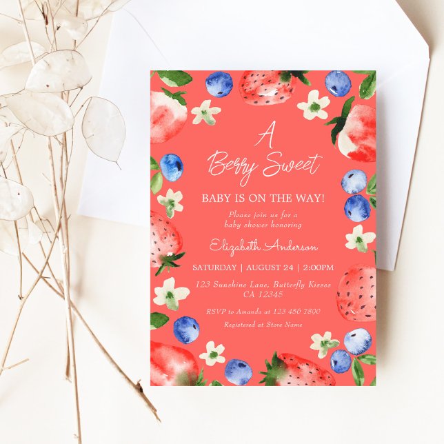 Strawberry Blueberry Berry Sweet Girl Baby Dusche Einladung (Von Creator hochgeladen)