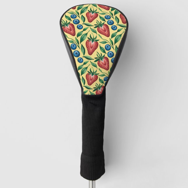 Strawberry Blueberry Muster für Wasserfarbe Golf Headcover (Vorderseite)
