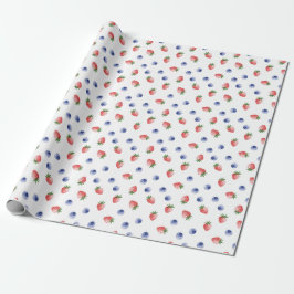 Strawberry Blueberry Pattern Berry Sweet White Geschenkpapier