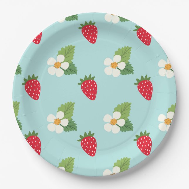 Strawberry-Blume Pappteller (Vorderseite)