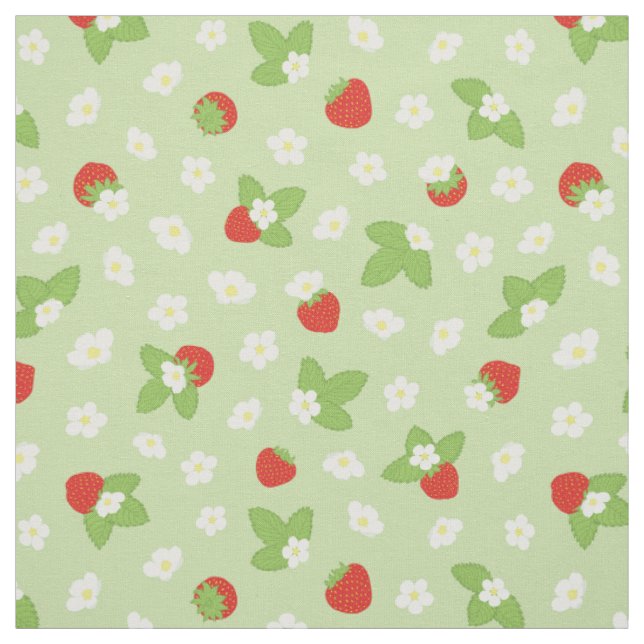 Strawberry Blumengrün Roter Dopamin Print Stoff (Muster)