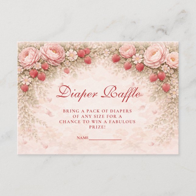 Strawberry Blush Floral Diapper Raffle Begleitkarte (Vorderseite)