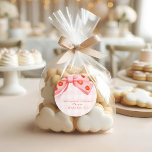 Strawberry Bow Brautparty Runder Aufkleber