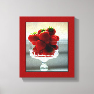 Strawberry Bowl Wrapped Canvas Leinwanddruck