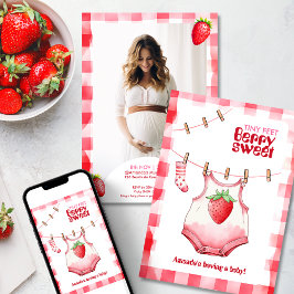 Strawberry Brautparty Pink Red Gingham Sweet Einladung