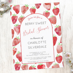 Strawberry Bridal Dusche Einladung Postkarte