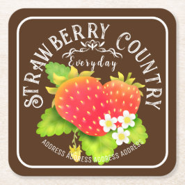 Strawberry Brown Square Paper Untersetzer