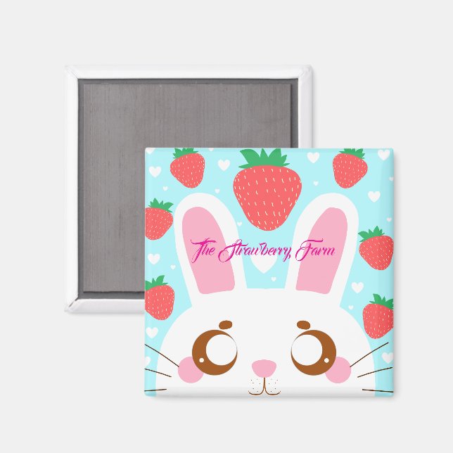 Strawberry Bunny Magnet (Vorderseite/Rückseite)