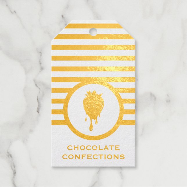 Strawberry Business Card für gestreifte Chic Choco Geschenkanhänger (Vorderseite)