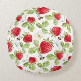 Strawberry Buzz Round Pillow Rundes Kissen