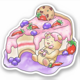 Strawberry Cake Berry Dessert Bear | Aufkleber
