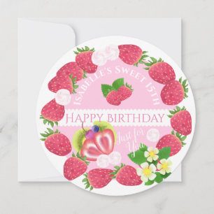 Strawberry Cake Round Flat Holiday Card Feiertagskarte