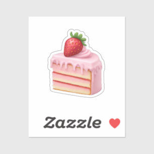 Strawberry Cake Slice Emoji - Sweet Dessert Art Aufkleber
