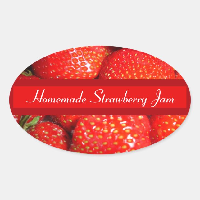 Strawberry Canning Label Ovaler Aufkleber (Vorderseite)