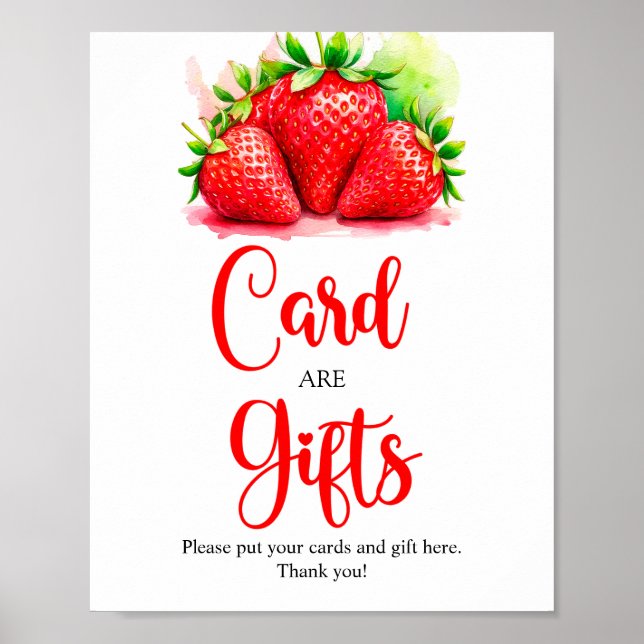 Strawberry Card und Geschenke Unterschreiben für j Poster (Vorne)