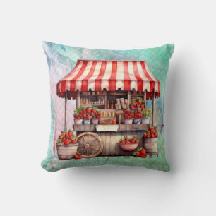Strawberry Cart Watercolor Kissen