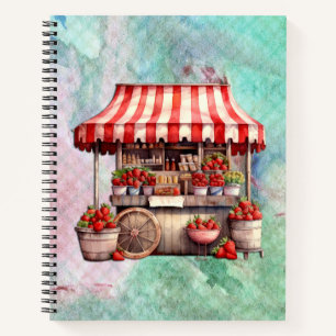 Strawberry Cart Watercolor Notizbuch