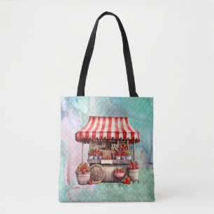 Strawberry Cart Watercolor Tasche