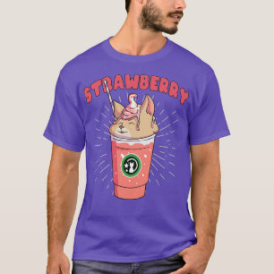 Strawberry Catpuccino Funny Kitty Frappuccino Chat T-Shirt