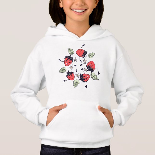 Strawberry Characters Niedlich Kawaii Fruit Girl Hoodie (Vorderseite)