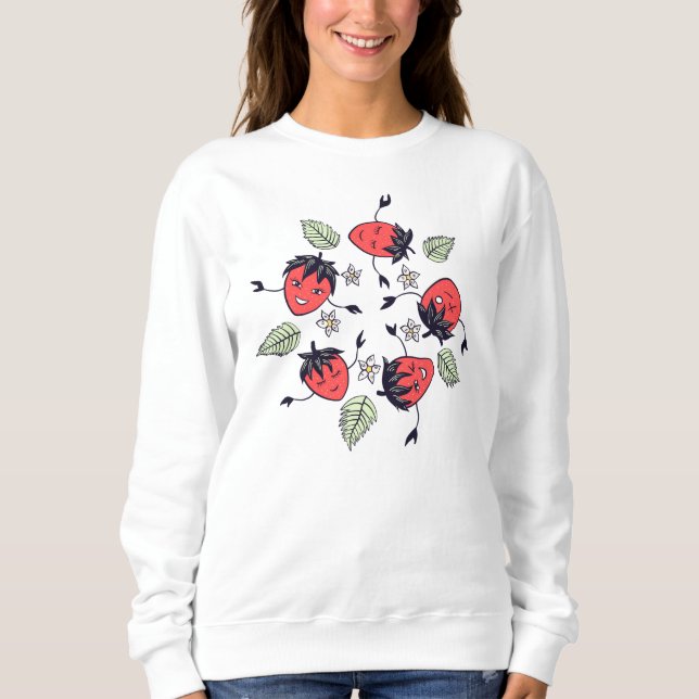 Strawberry Characters Niedlich Kawaii Fruit Girl Sweatshirt (Vorderseite)