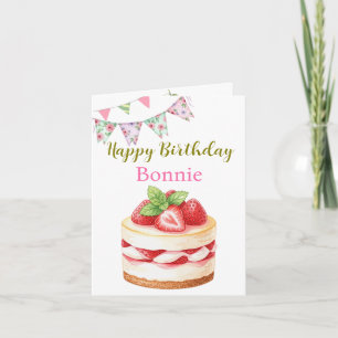 Strawberry Cheesecake Individuelle Name & Text Geb Karte