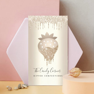 Strawberry Chocolate Confection Gold Glitzer Tropf Visitenkarte