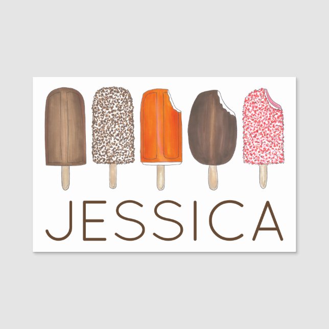 Strawberry Chocolate Eclair Ice Creme Popsicles Namensschild (Vorderseite)