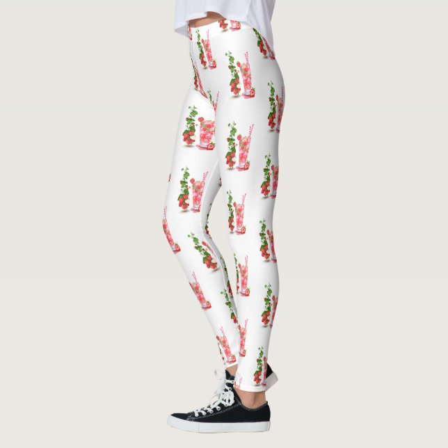 Strawberry Cool Drink Party Funny Leggings (Links)