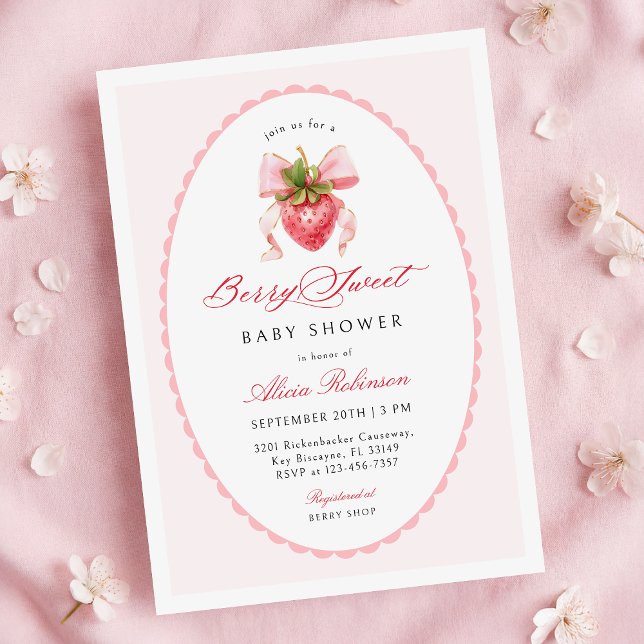 Strawberry Coquette Baby Shower Invitation (Créateur téléchargé)