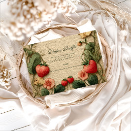 Strawberry Cottagecore Baby Shower Diapper Raffle  Begleitkarte