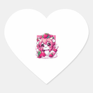 Strawberry Cow Kawaii Anime Strawberry Milk _1 Herz-Aufkleber
