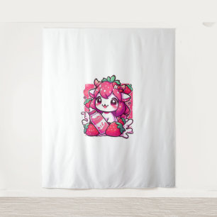 Strawberry Cow Kawaii Anime Strawberry Milk _2_1 Wandteppich