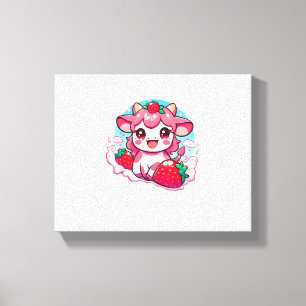 Strawberry Cow Kawaii Anime Strawberry Milk _3 Leinwanddruck