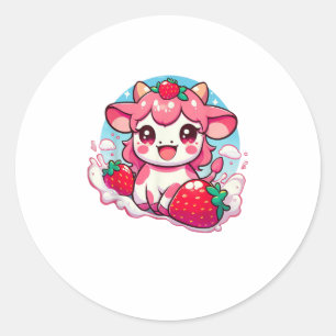 Strawberry Cow Kawaii Anime Strawberry Milk _3 Runder Aufkleber