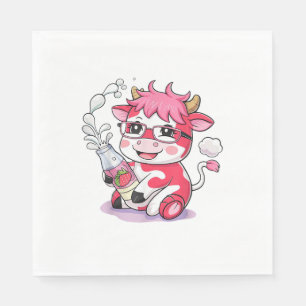 Strawberry Cow Kawaii Anime Strawberry Milk _5 Serviette