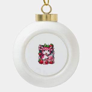 Strawberry Cow Kawaii Anime Strawberry Milk Keramik Kugel-Ornament