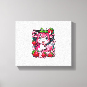 Strawberry Cow Kawaii Anime Strawberry Milk Leinwanddruck