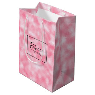 Strawberry & Cream Imitats Glitzer Monogram Mittlere Geschenktüte