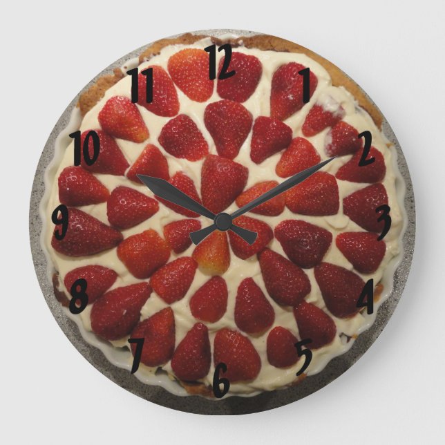 Strawberry Cream Pie Wall Clock Große Wanduhr (Vorderseite)