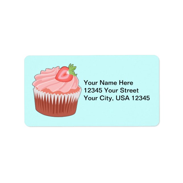 Strawberry Cupcake Address Label Adressaufkleber (Vorne)